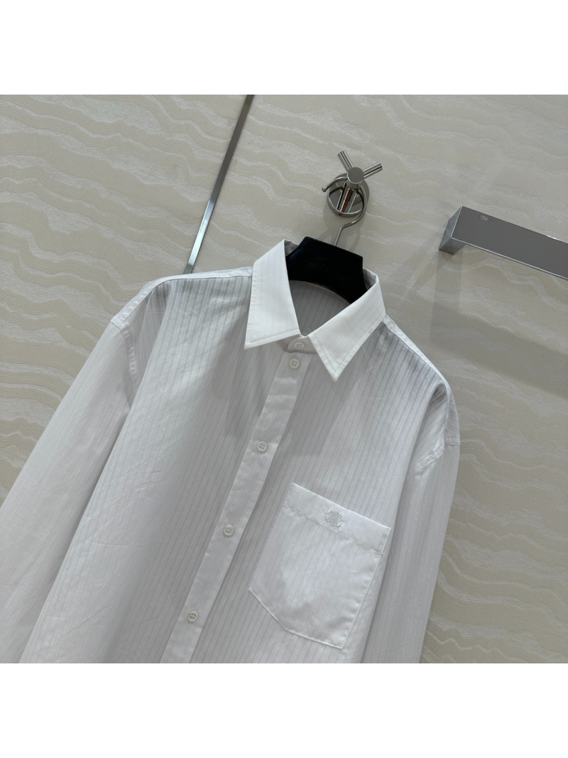 Celine Vintage Striped Shirt White