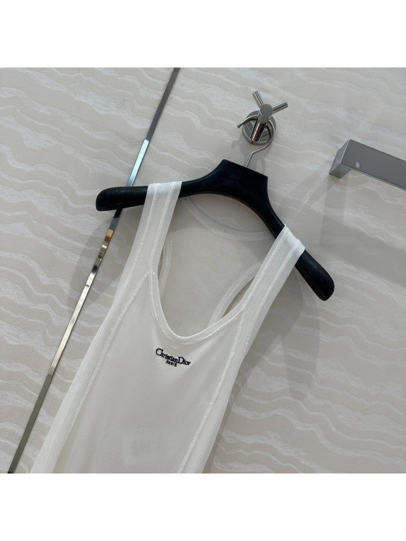 Dior Miss Dior Elegant Knit Tank Top Solid White