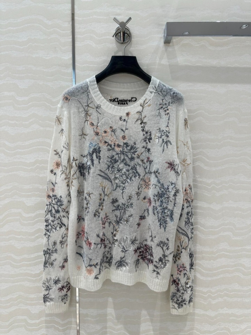 Dior Miss Dior Luxurious Embroidered Sweater Floral Pattern