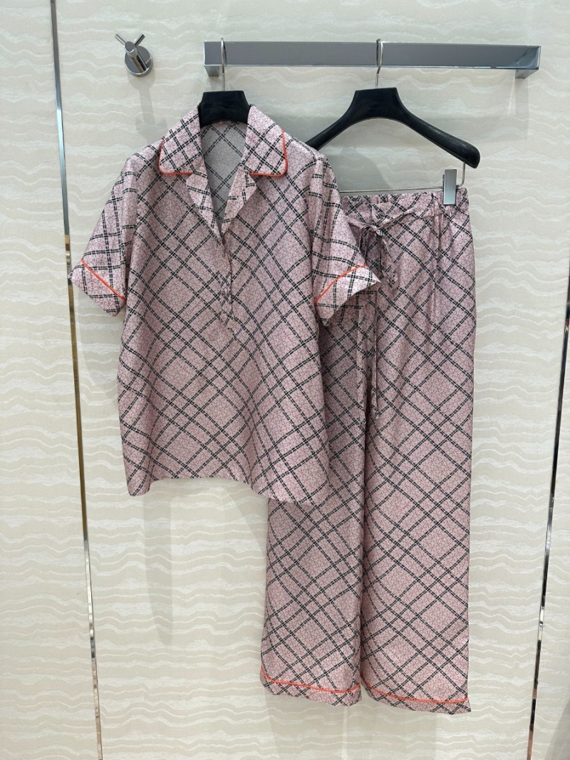 Gucci GG Chain Print Elegant Silk Shirt Pink Checkered
