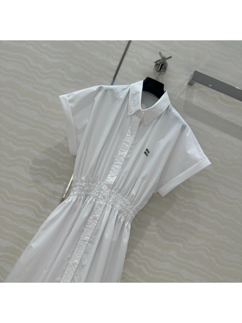 Miu Miu Exclusive Spring Summer College Style Shirt Dress White