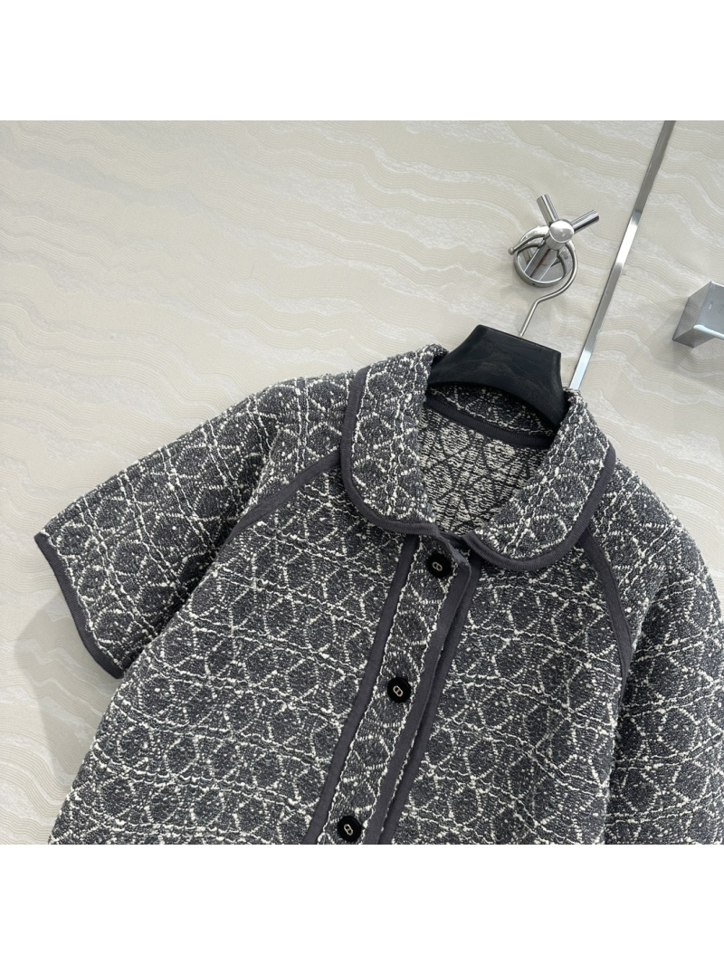 Dior MissDior Exclusive Grey Series Tweed Knitted Short Sleeves Cardigan Jacket