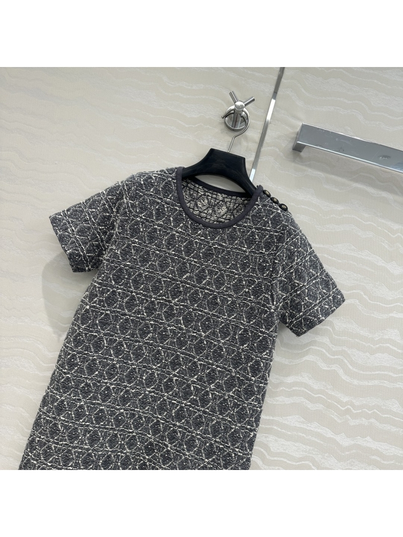 Dior MissDior Exclusive Grey Series Knitted Short Sleeve Dress