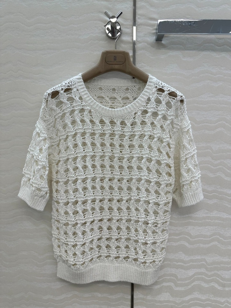 Brunello Cucinelli Exclusive Imported Lace-Detail Elegance Top