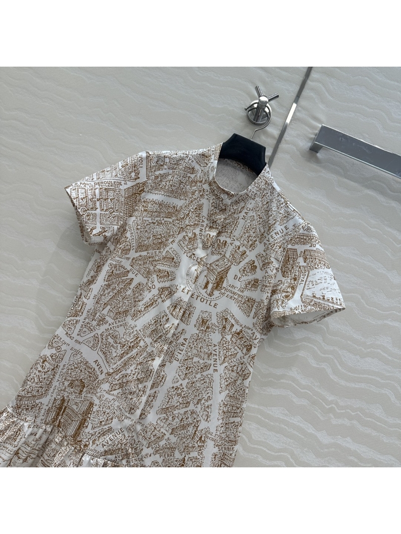 Dior Miss Dior Paris Map Print Silk Cotton Dress - Limited Imported Edition