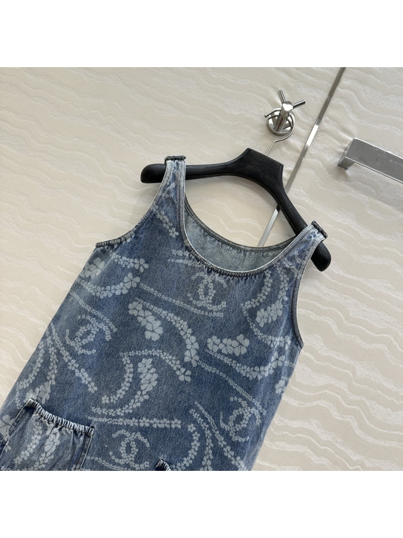 Chanel Coco Girl Beach Series Pearl Chain Denim Vest Dress - Exclusive Edition