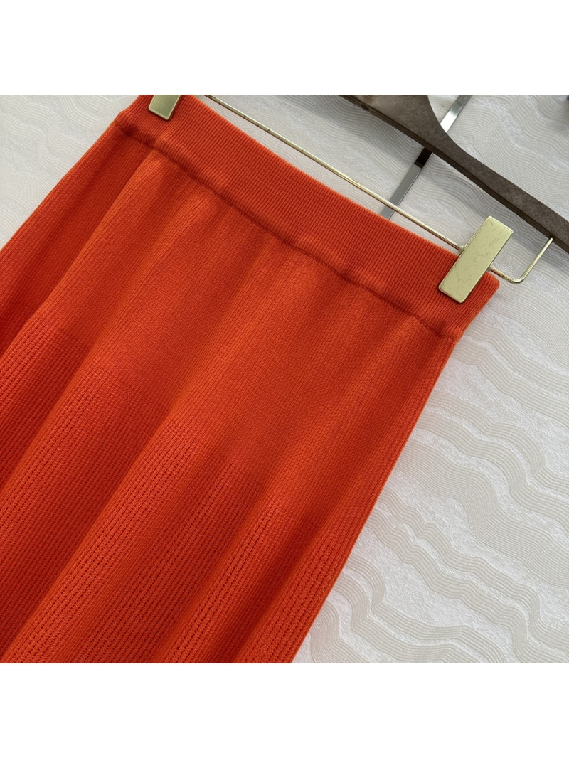 Loro Piana Exclusive Imported Knitted Midi Skirt orange - Elegant Minimalist Style