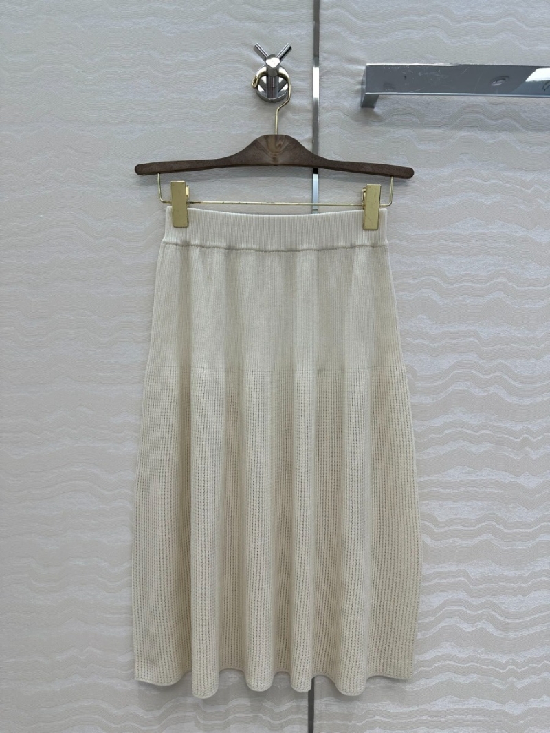 Loro Piana Exclusive Imported Knitted Midi Skirt Creme - Elegant Minimalist Style