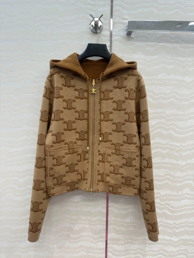 Celine Exclusive CE Arch Double-Faced Wool Hooded Jacket