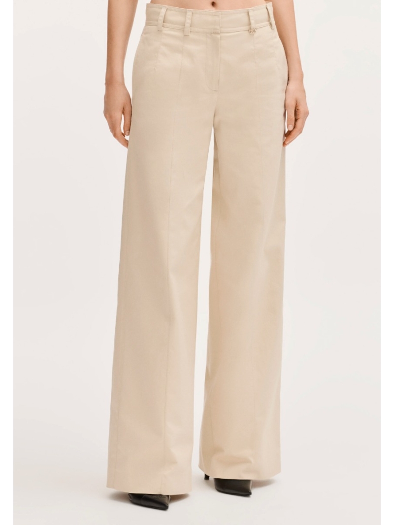 Chanel Coco Workwear-Inspired Straight-Leg Trousers with Signature Hardware