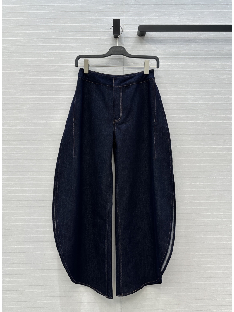 Alaia Low-Rise Petal-Hem Sculptural Denim Jeans