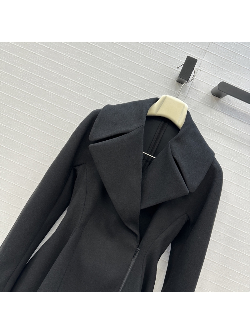 Alaia Black Wool-Blend Flared Waistcoat Dress with Sculpted Lapels