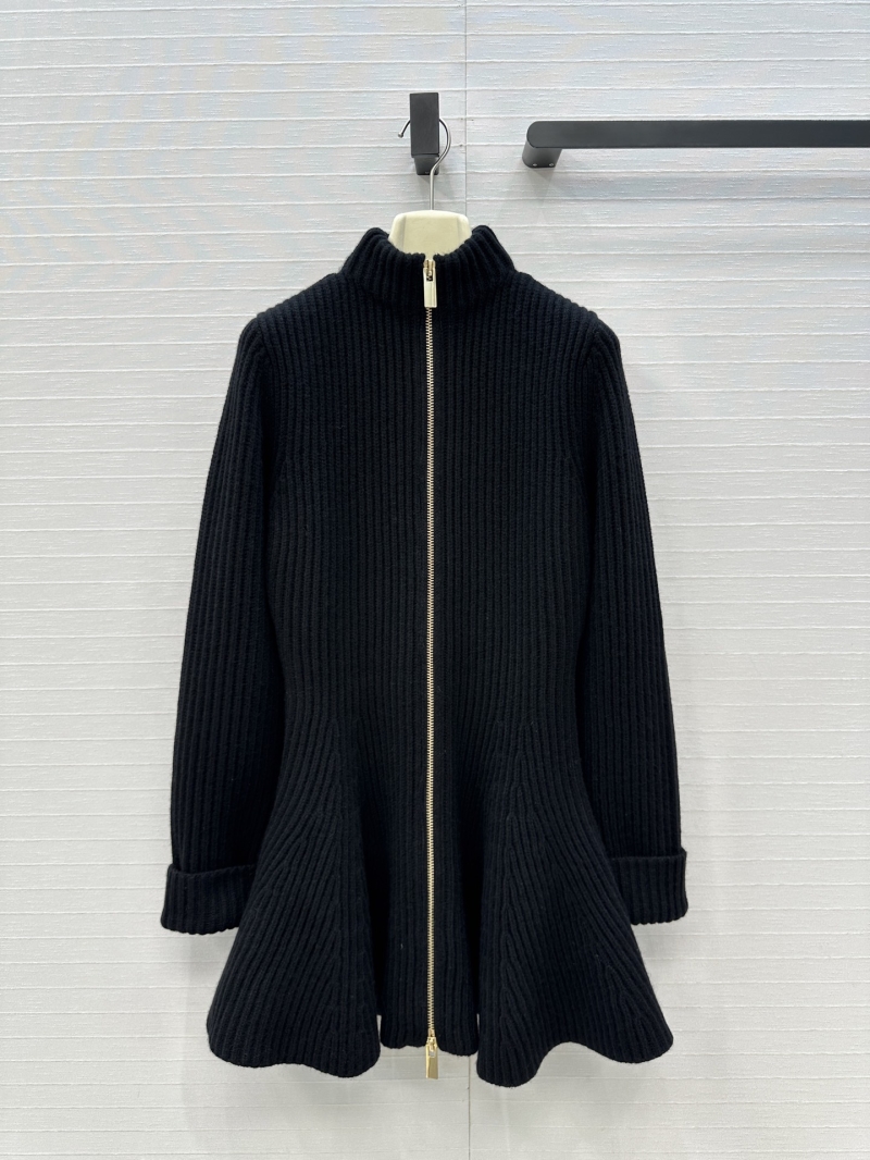 Alaia British Ribbed Wool Coat Dress – Sculptural Double-Zipper Hourglass Silhouette