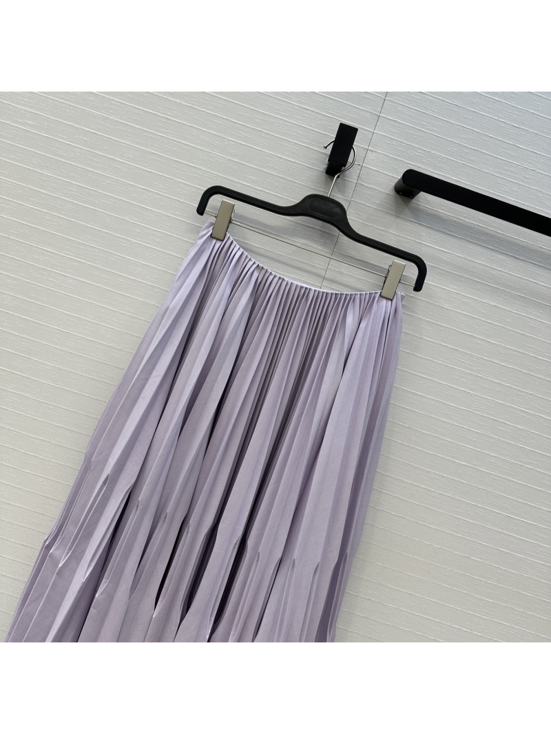 Alaia Sculptural Pleated Midi Skirt in Lilac - Low Waist A-Line Skirt with Custom Double-Fold Concave Pleats