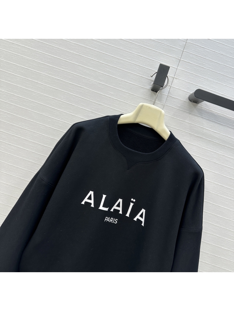 ALAIA Paris Cotton Logo Print Sweatshirt – Black | Relaxed Cropped Fit | Luxury Streetwear