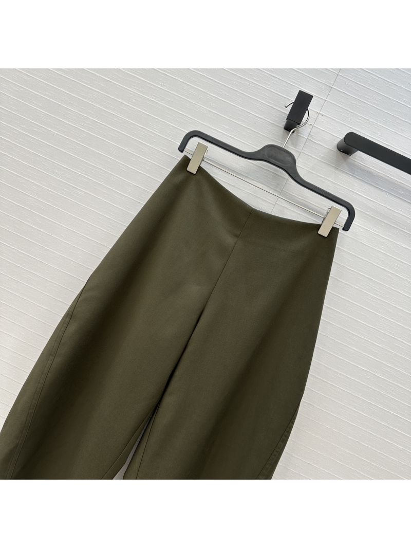 Alaia Imported Texture Olive Green Curved Scimitar Trousers