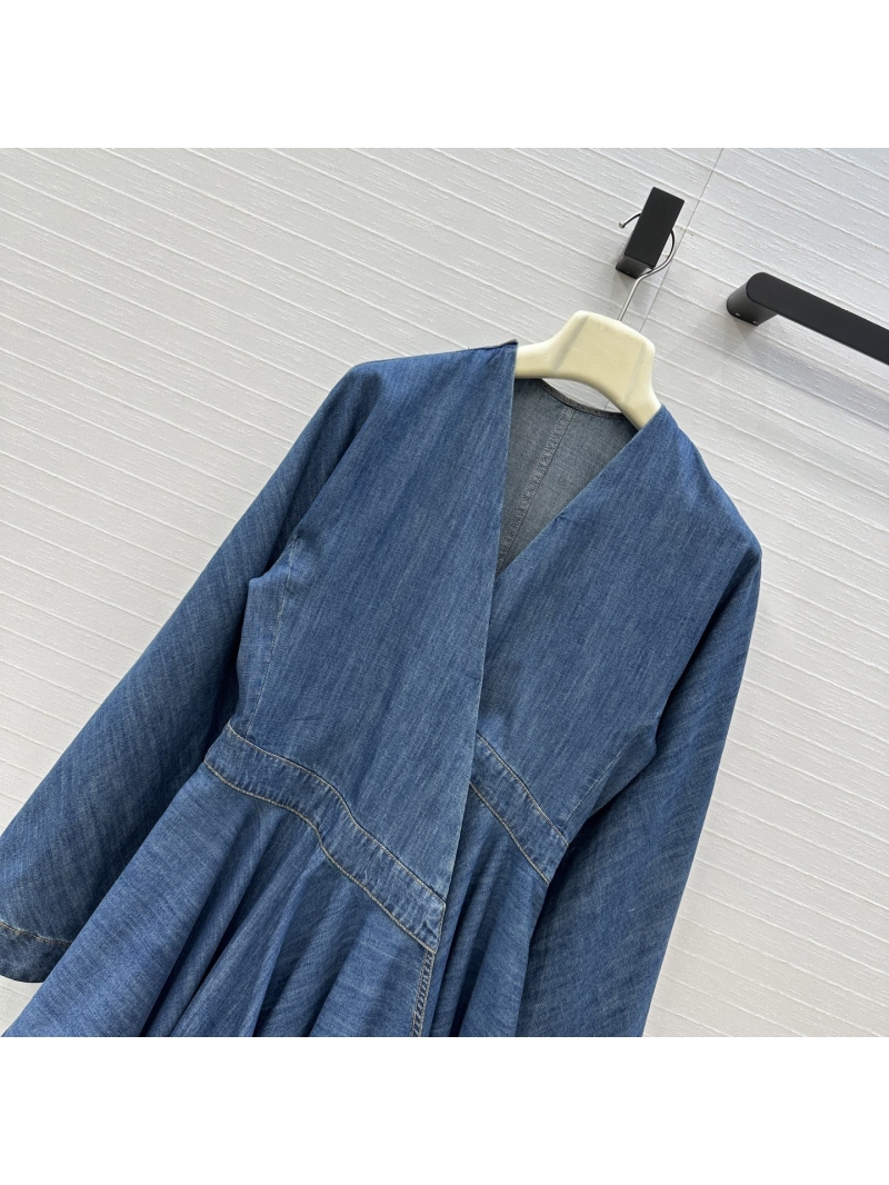 Alaia Vintage-Wash Lightweight Denim Asymmetrical Sculptural Mini Dress