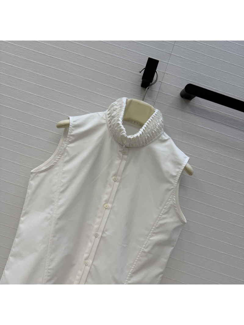 Alaia Imported Cotton Poplin Twisted High-Neck Sleeveless Blouse in Crisp White