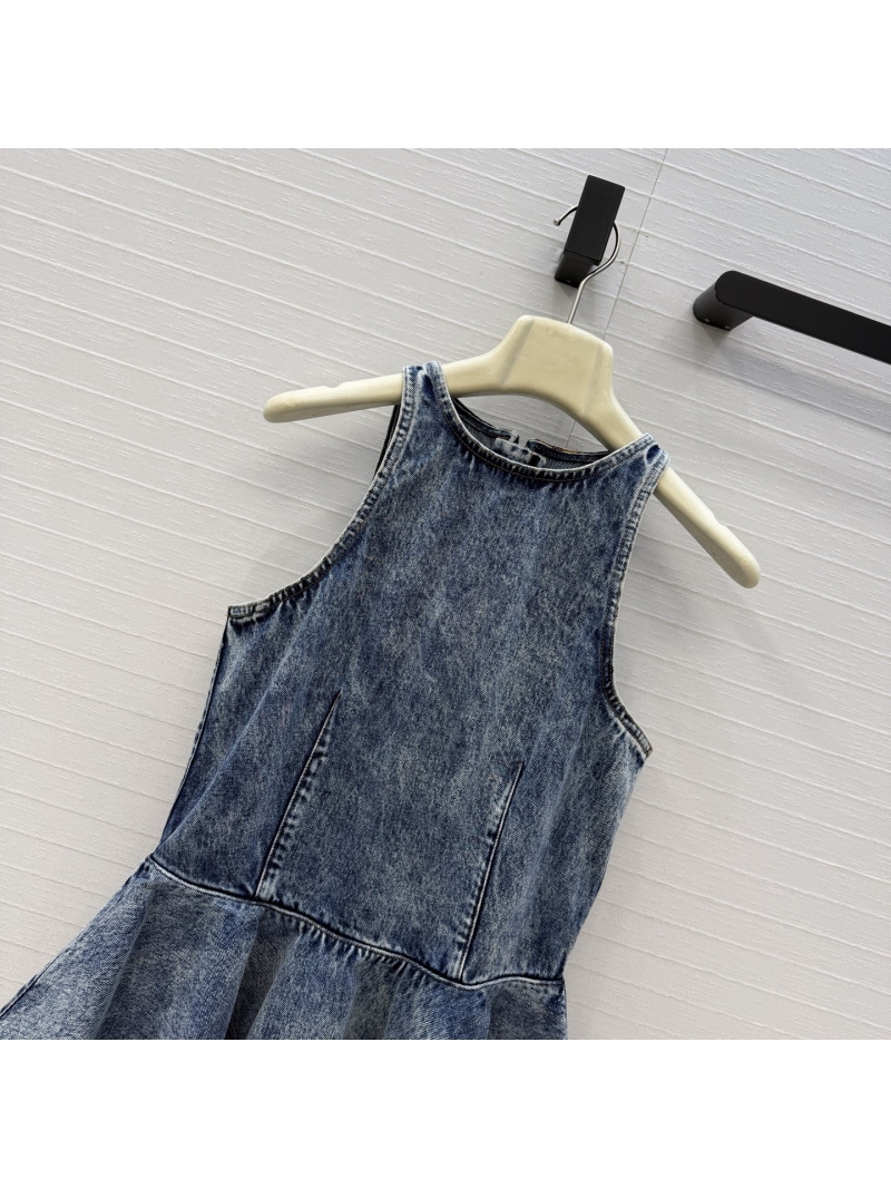 Alaia Snowflake Denim Sculptural Ruffled Peplum Top in Vintage Blue