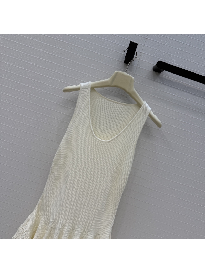 Ala&iuml;a Cotton Lace Knit Skater Vest Dress in Cream