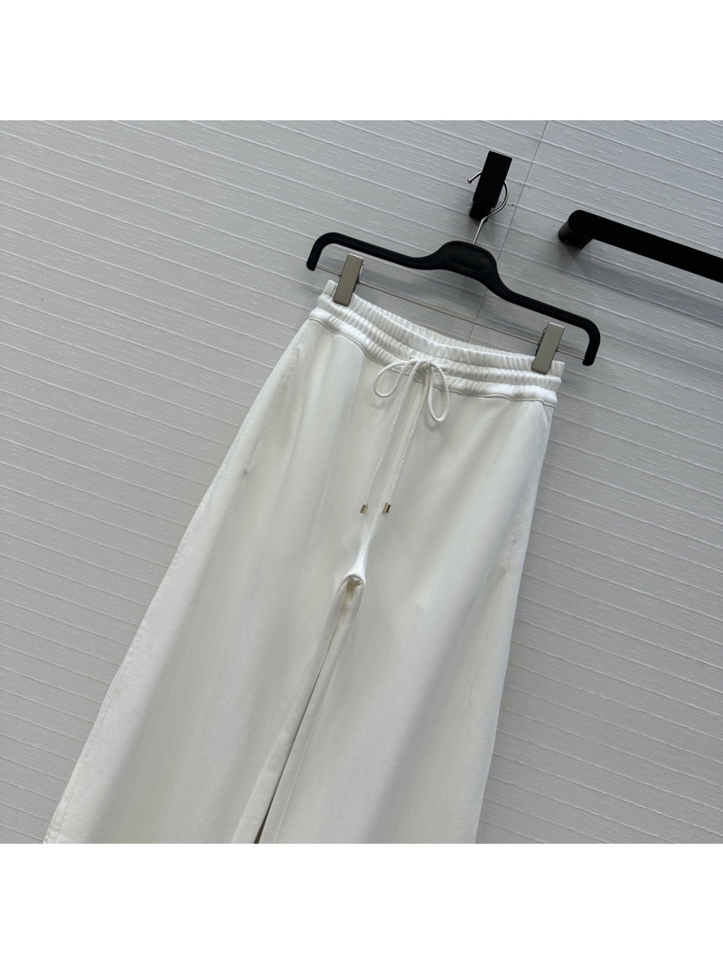 Alaïa 100% Pure Cotton Petal-Edge Wide-Leg Casual Joggers in Cream