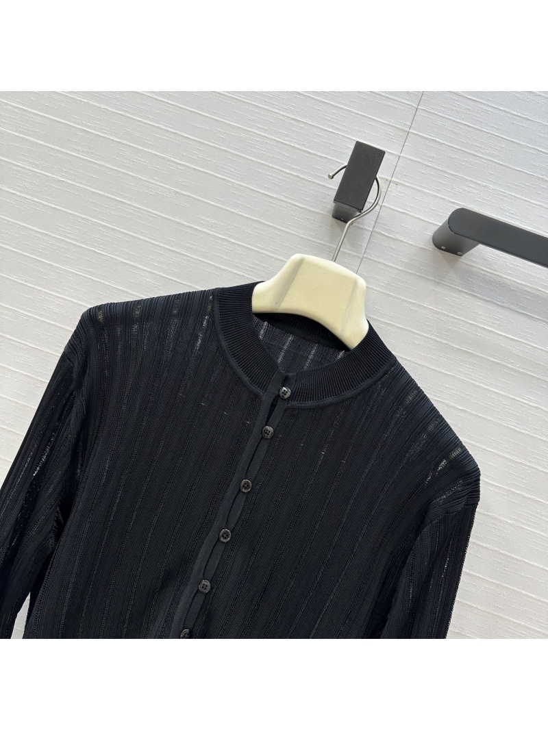 Alaïa Silky Ribbed Knit Ultra-Cropped Cardigan in Black