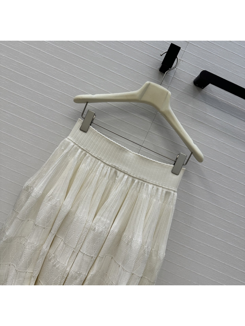 Alaïa Pointelle Hollow-Out Knit High-Waisted Ballet Skirt in Cream