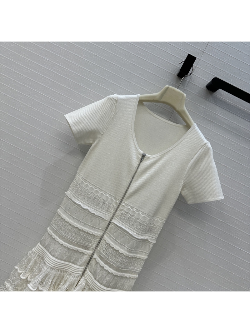 Alaia Custom Silky Yarn Ballet-Style Openwork Knit Dress in Ivory