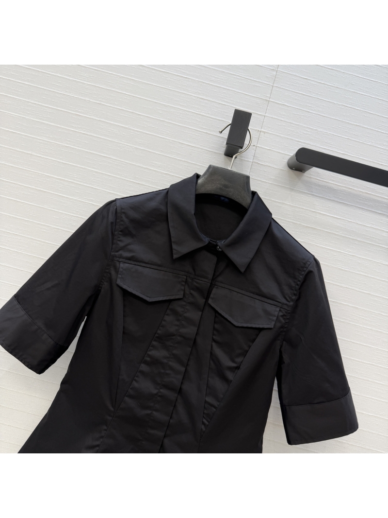 Alaia Tailored Utility Short-Sleeve Shirt in Structured Cotton