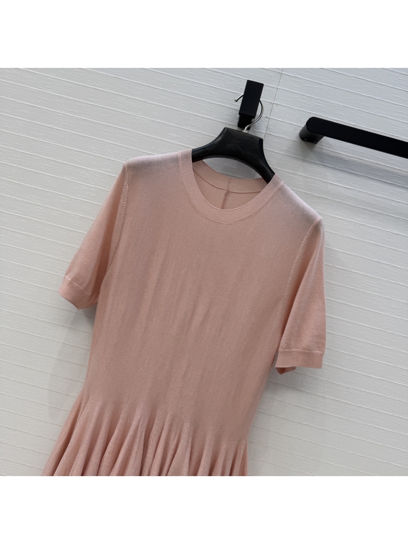 Ala&iuml;a Sumptuous Fine Wool Pleated Peplum Knit Top in Dusty Rose