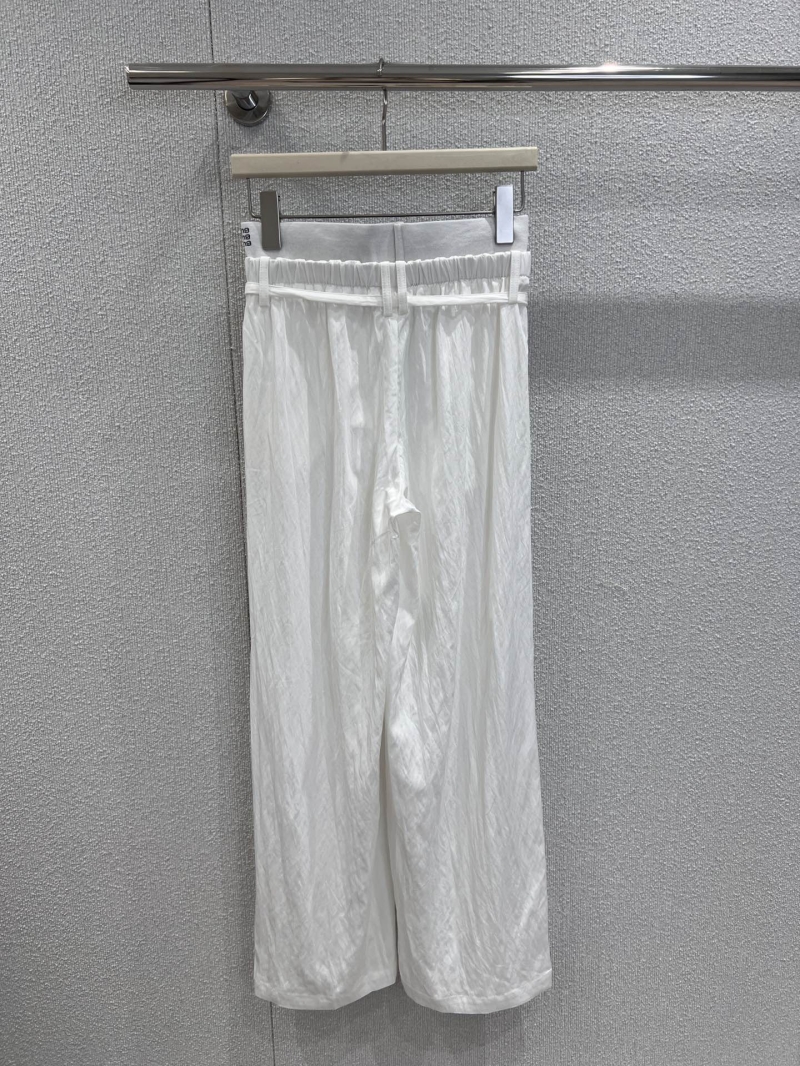 Alexander Wang 25SS Pleated Drawstring Wide-Leg Pants - Luxe White