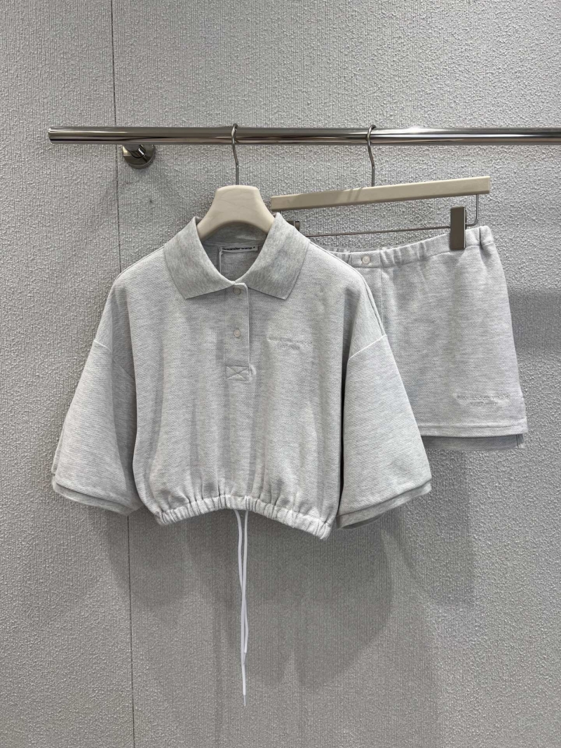 Alexander Wang 25SS Spring/Summer Pique Cotton Polo Set - Grey Exclusive