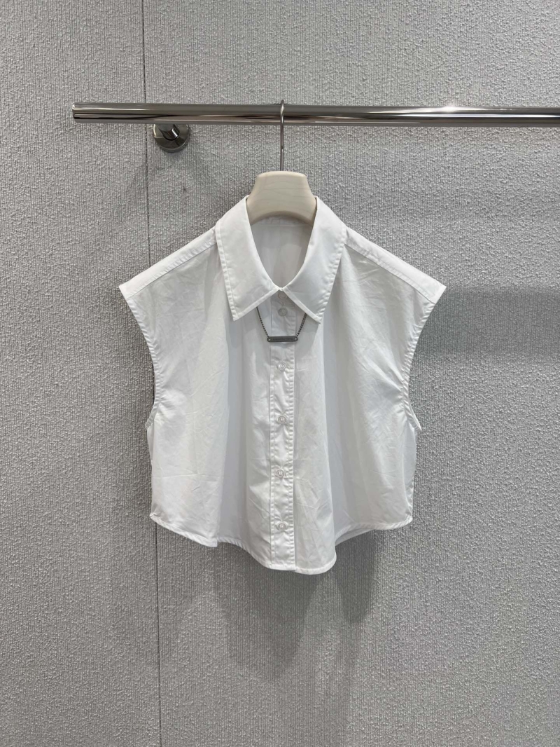 Alexander Wang 25SS Spring Summer Sleeveless Pointed Collar Shirt & Webbed Shorts Set in White - Exclusive Luxe Design