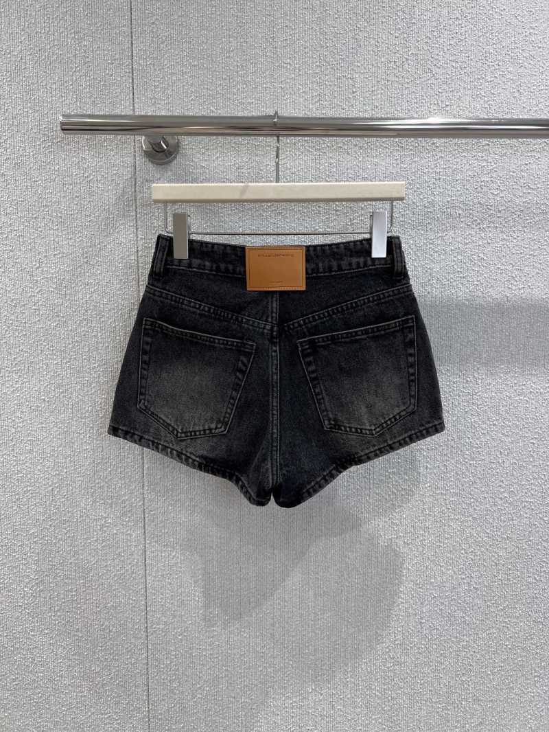 Alexander Wang 25SS Black Denim Skirt with Leather Patch - Exclusive & Chic