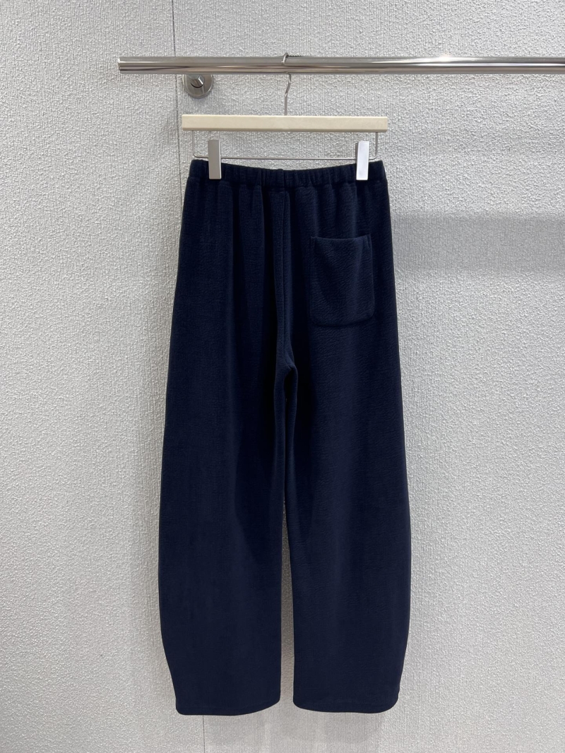 Alexander Wang Logo Embroidered Corduroy Wide-Leg Sweatpants in Deep Navy Blue - Relaxed Fit, Elastic Waist, Streetwear Luxury