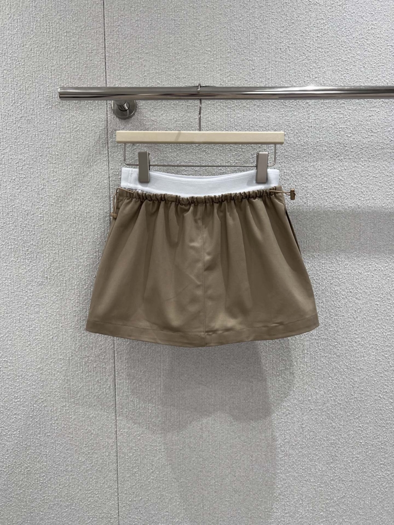 Alexander Wang Logo Elastic Waist A-Line Mini Skirt in Khaki