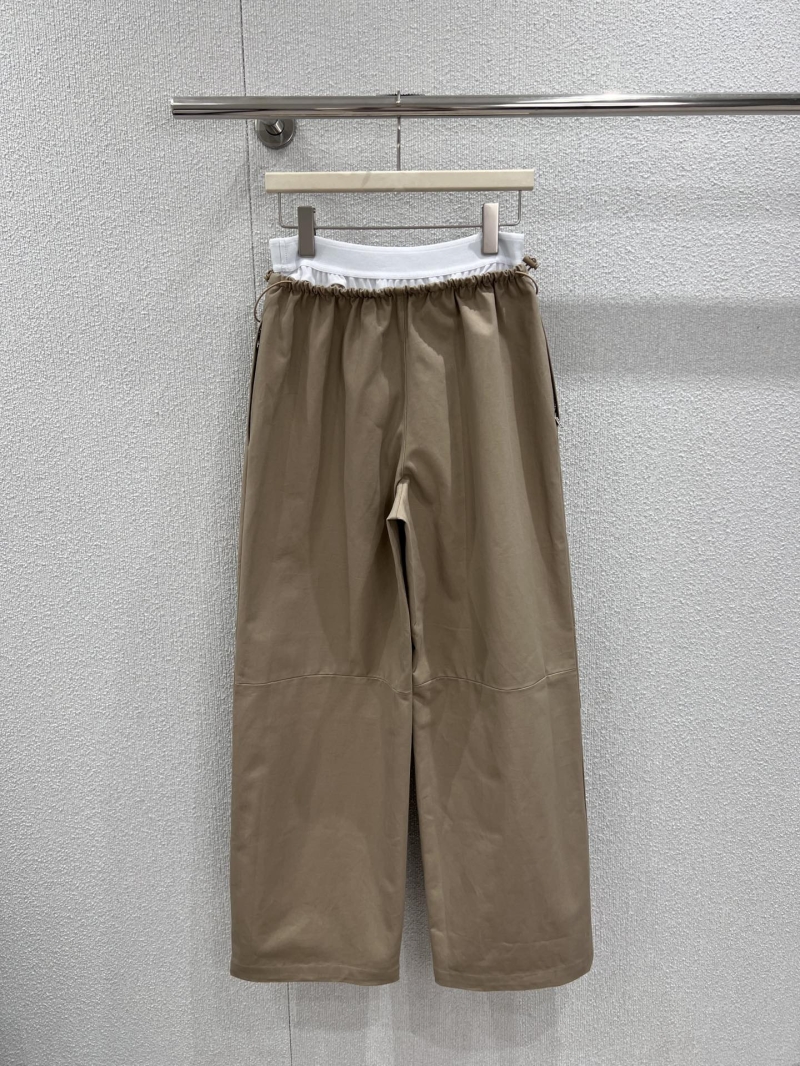 Alexander Wang Contrast Patchwork Utility Wide-Leg Pants in Light Khaki