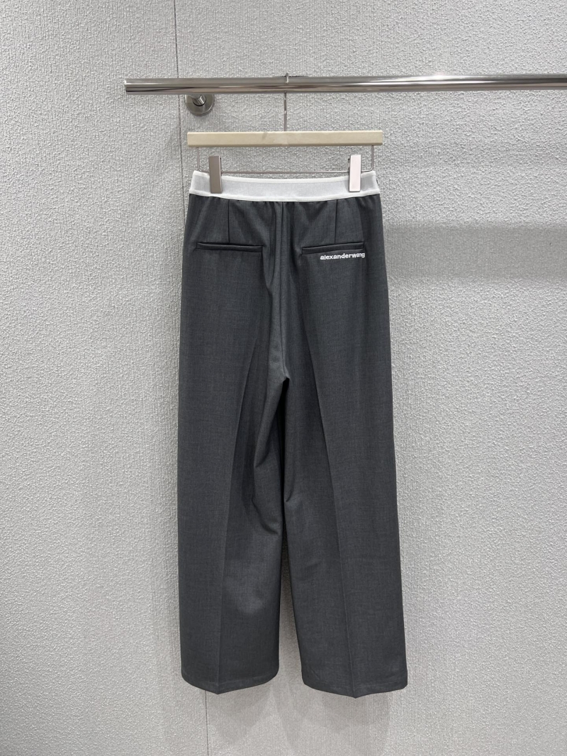 Alexander Wang Logo Waistband Wide-Leg Trousers in Charcoal Grey