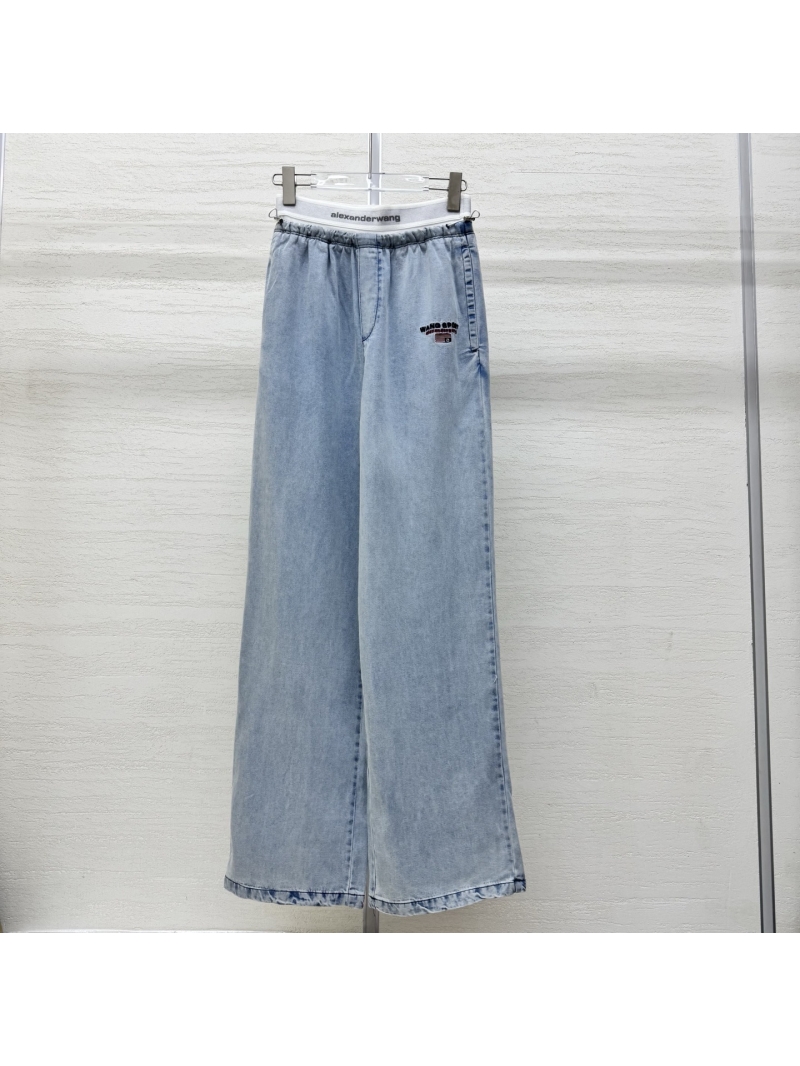 Alexander Wang Layered Waistband Wide-Leg Denim Trousers - Vintage Light Blue