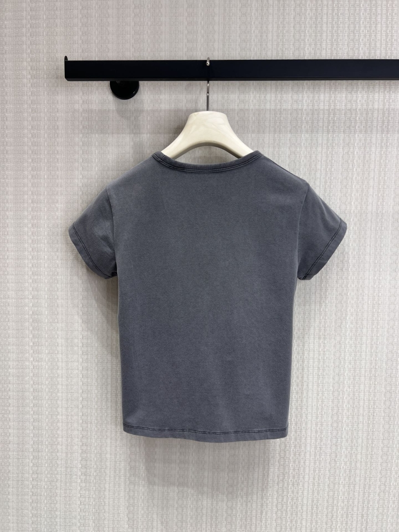 Alexander Wang Vintage Washed Lipstick Graphic Cropped T-Shirt in Charcoal Gray