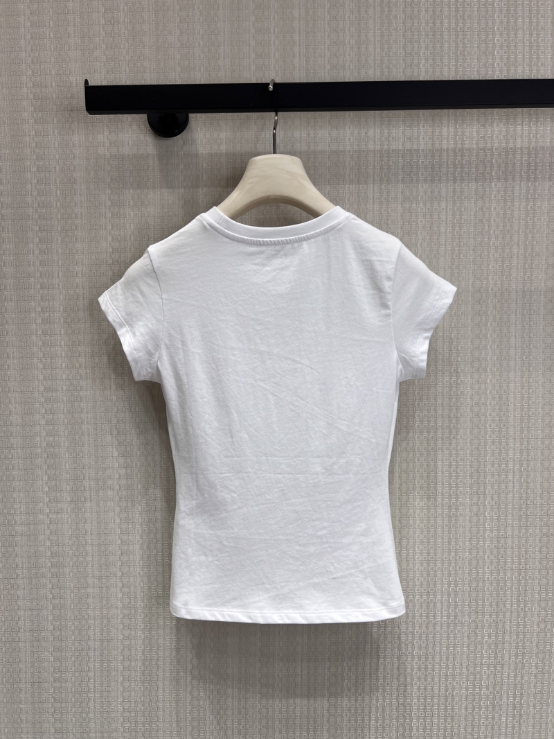 Alexander Wang Rhinestone Stacked Logo Slim Fit Short Sleeve T-Shirt in White