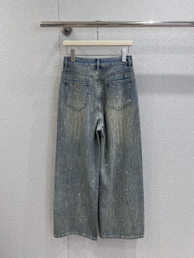 Balenciaga 25FW Early Autumn Glittering Crystal Wide-Leg Jeans in Light Blue