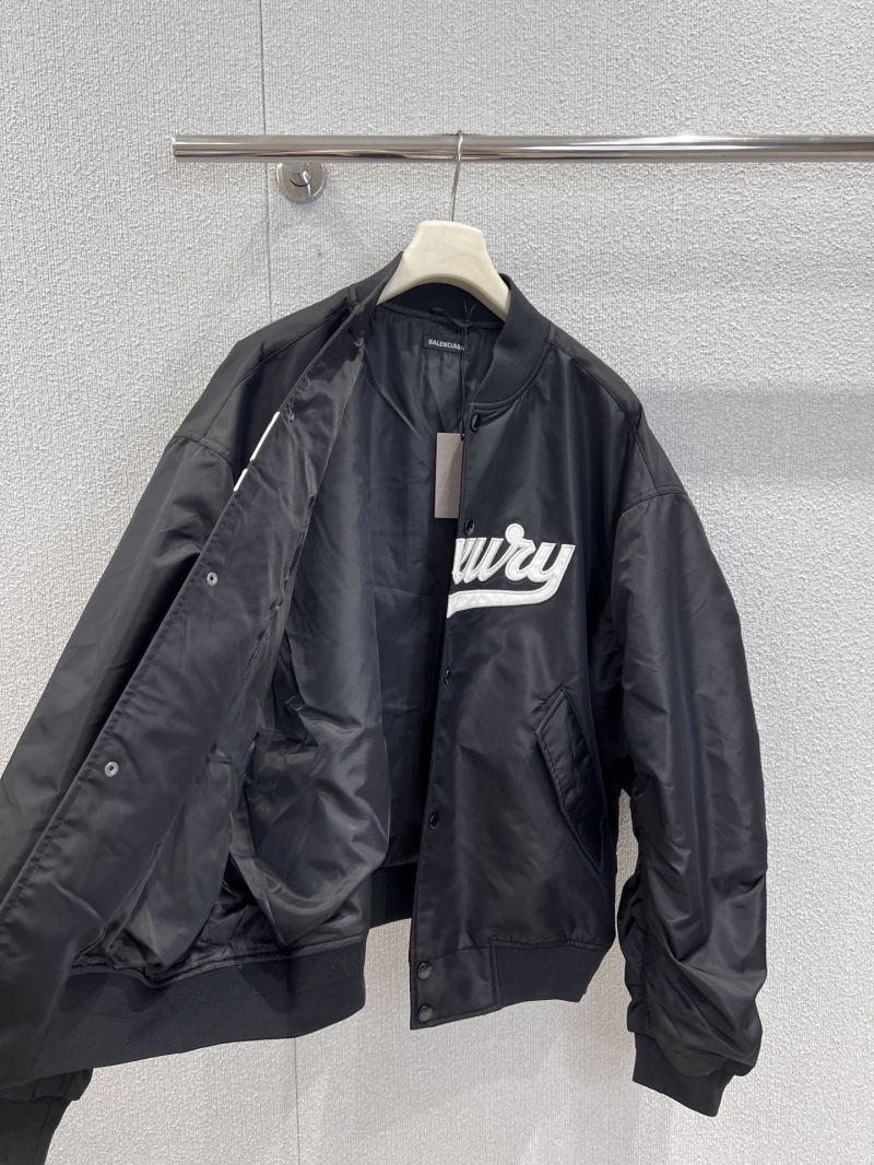 Balenciaga 25FW Autumn Winter Embroidered Luxury Bomber Jacket | Black & White Contrast | Oversize Fit | Cotton-Filled Lining