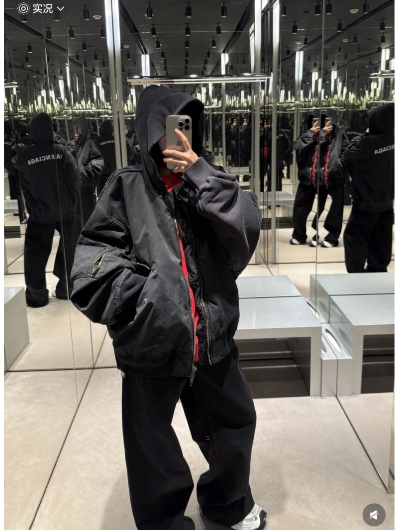 Balenciaga Oversized Bomber Jacket | Engineered Deconstruction | Charcoal Black