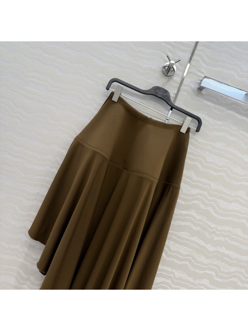 Balenciaga Lycra-Cotton Blend Sculptural Asymmetrical Skirt in Deep Olive