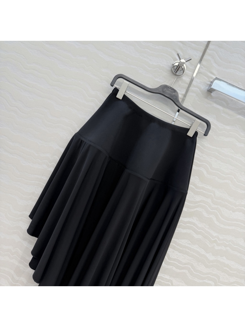 Balenciaga Lycra-Cotton Asymmetrical Sculptural Minimalist Midi Skirt in Black