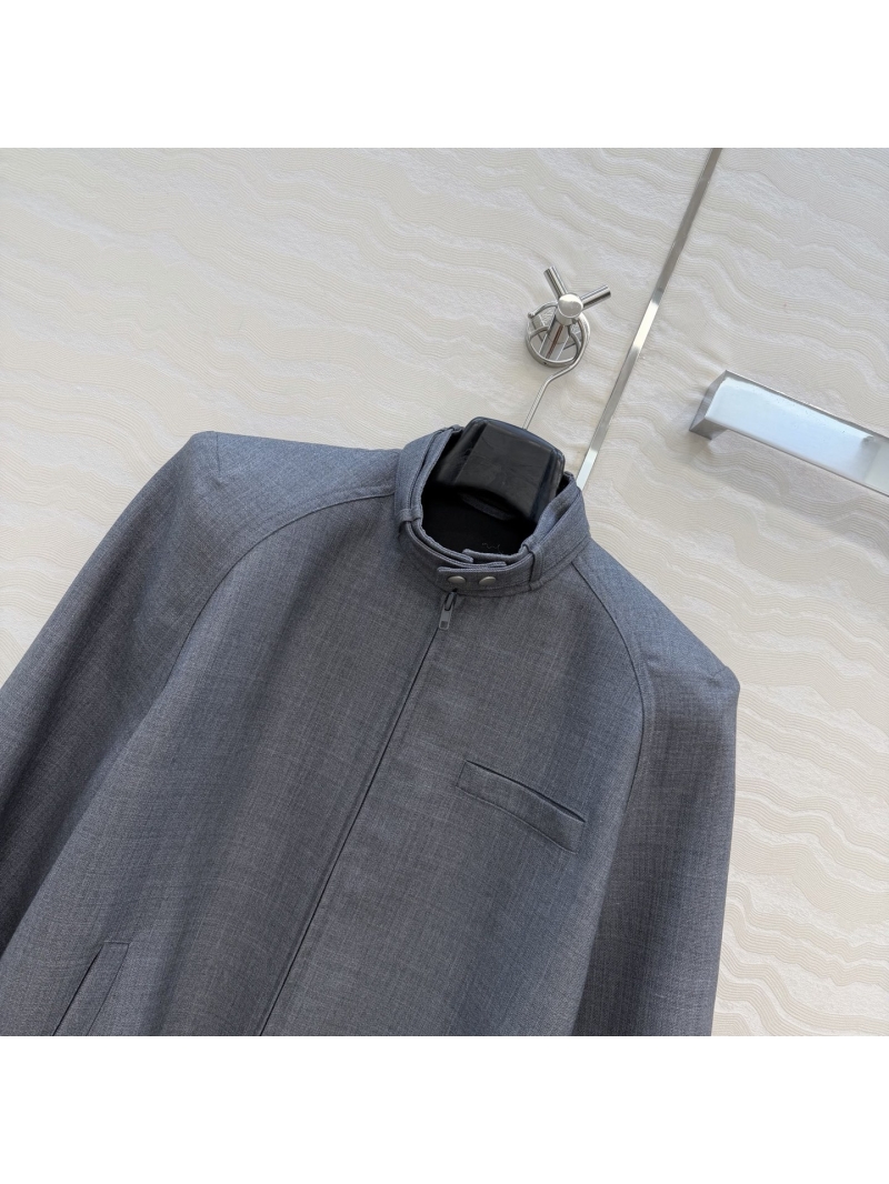 Balenciaga Custom Worsted Wool Architectural Right-Angle Shoulder Minimalist Jacket in Grey