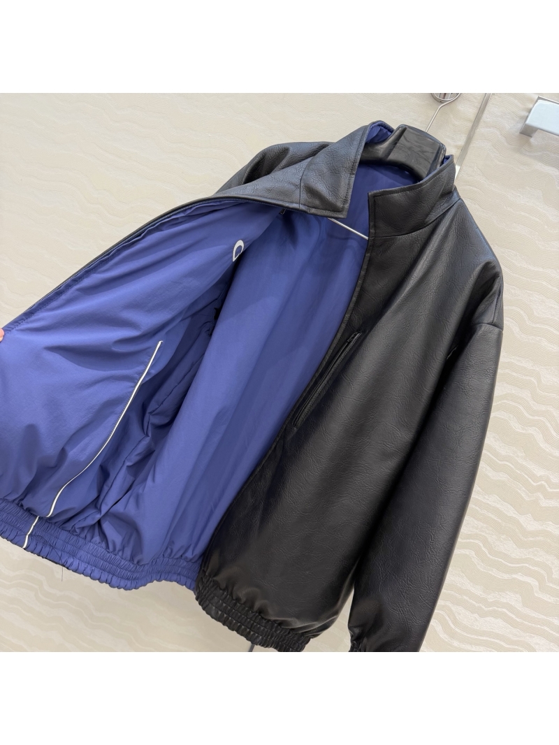 Balenciaga Reversible 100% Lambskin Leather Jacket in Klein Blue and Black