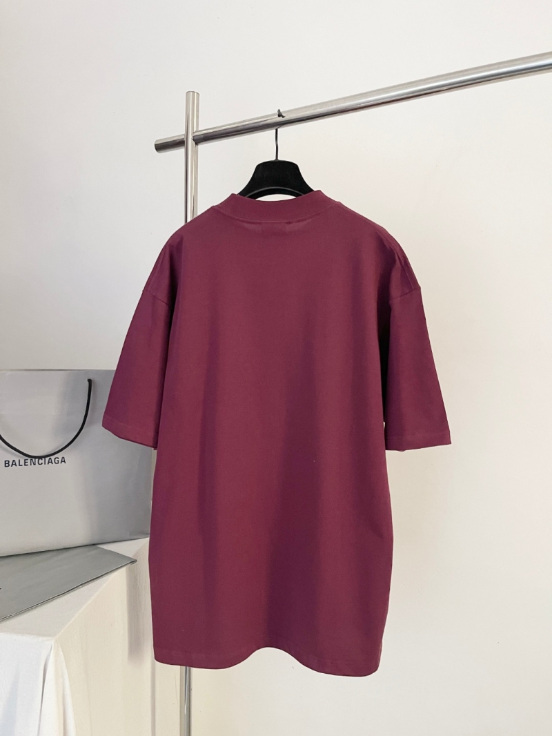 Balenciaga Oversized BB Monogram Cotton T-Shirt in Burgundy