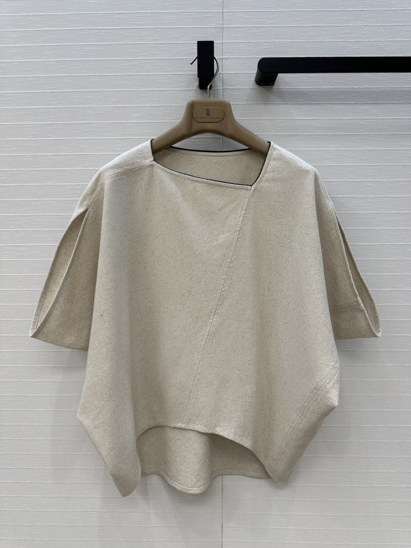 Brunello Cucinelli Beige Linen Suit Set - Luxe Asymmetric Elegance